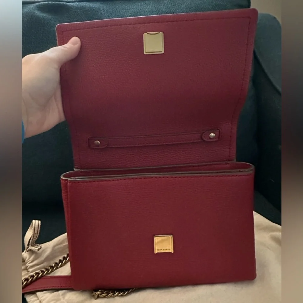 Tory Burch Red Leather Chain Crossbody